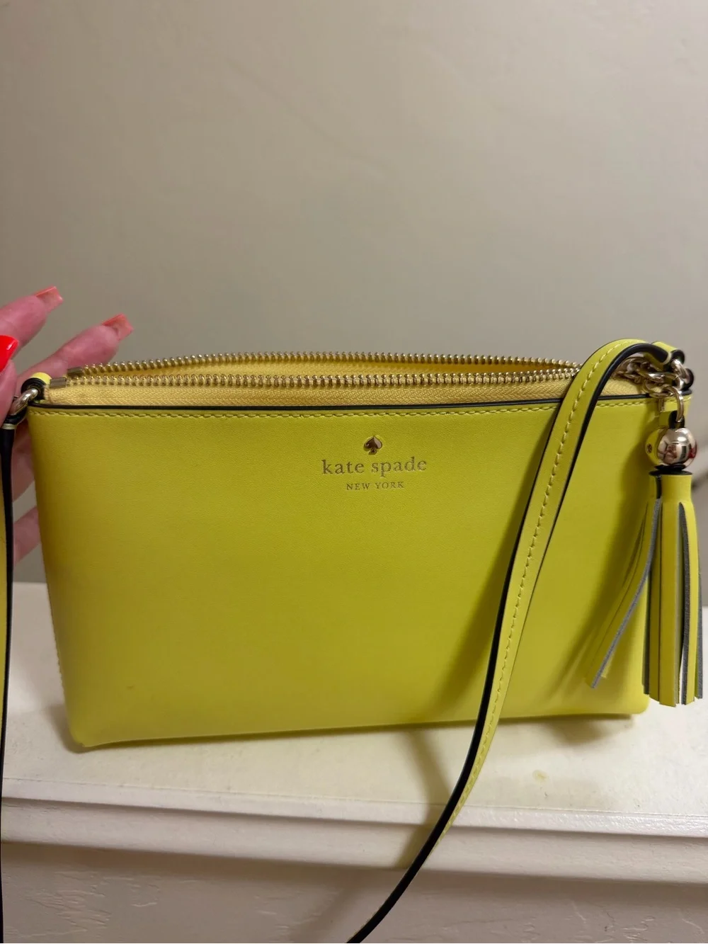 kate spade New York Yellow Leather Crossbody with Tassel